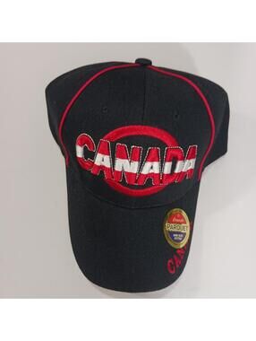 Parquet Canada Men's Back Strap Black Cotton Blend Baseball Cap Hat
